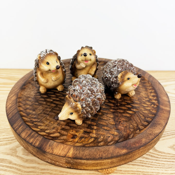 Hedgehog With Glitter Figurine, Set of 4