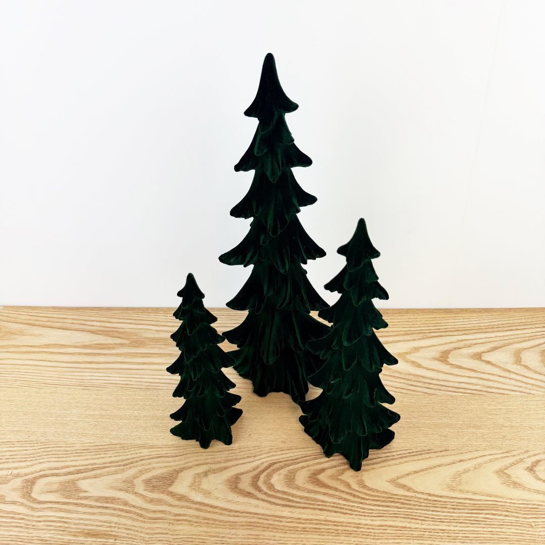 Flocked Holiday Trees, Set Of 3