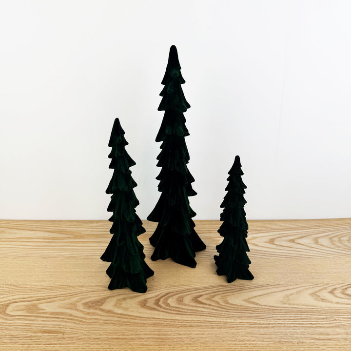 Flocked Holiday Trees, Set Of 3