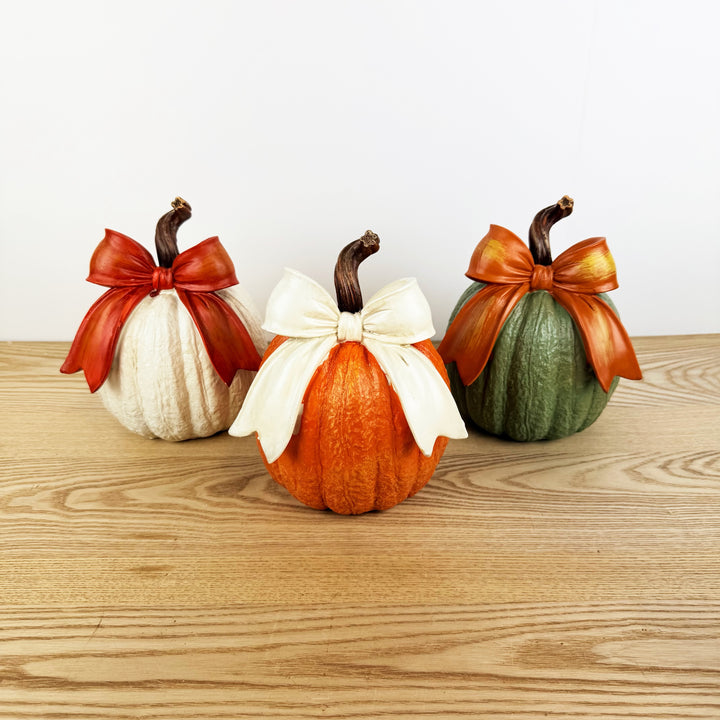 Harvest Pumpkin w/ Bow, 3 Styles and 3 Colors