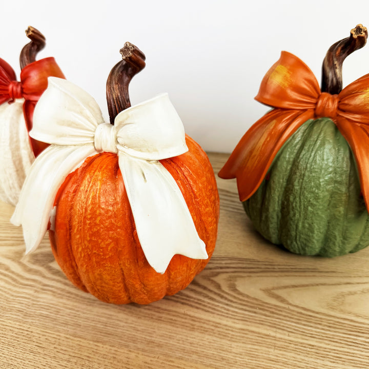 Harvest Pumpkin w/ Bow, 3 Styles and 3 Colors