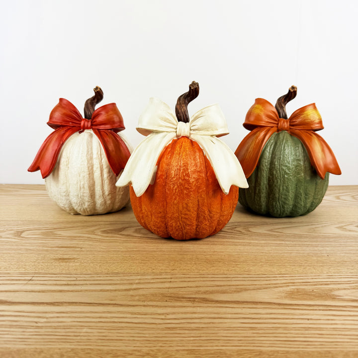 Harvest Pumpkin w/ Bow, 3 Styles and 3 Colors