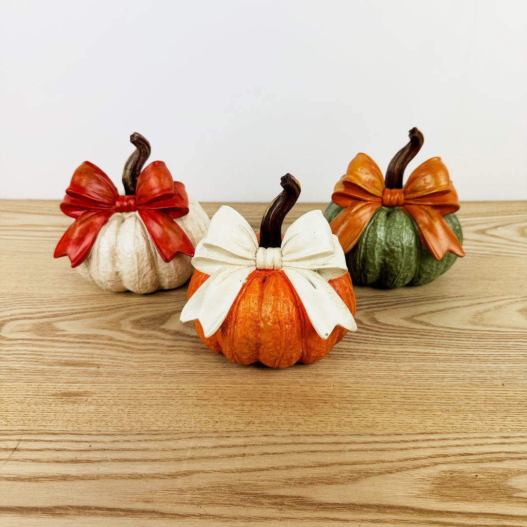 Harvest Pumpkin w/ Bow, 3 Styles and 3 Colors