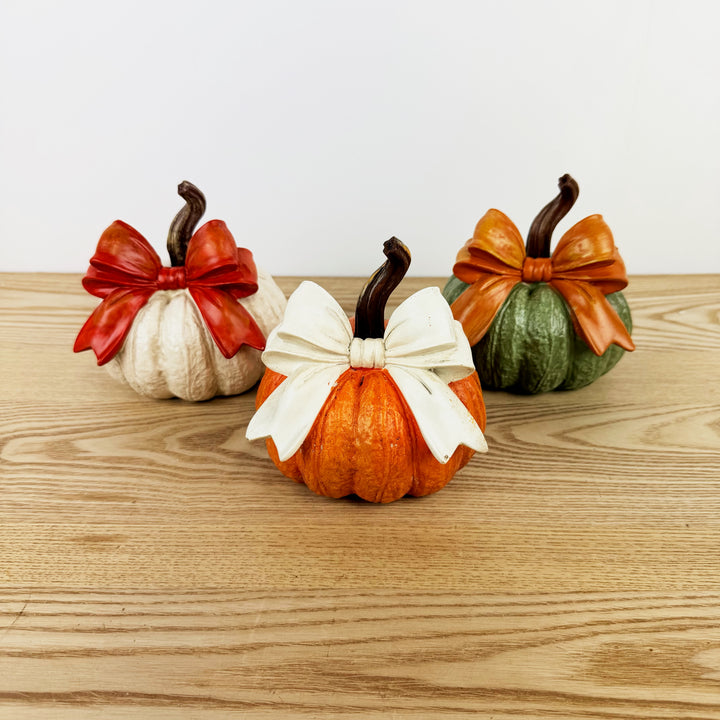 Harvest Pumpkin w/ Bow, 3 Styles and 3 Colors