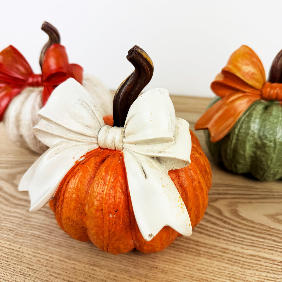 Harvest Pumpkin w/ Bow, 3 Styles and 3 Colors