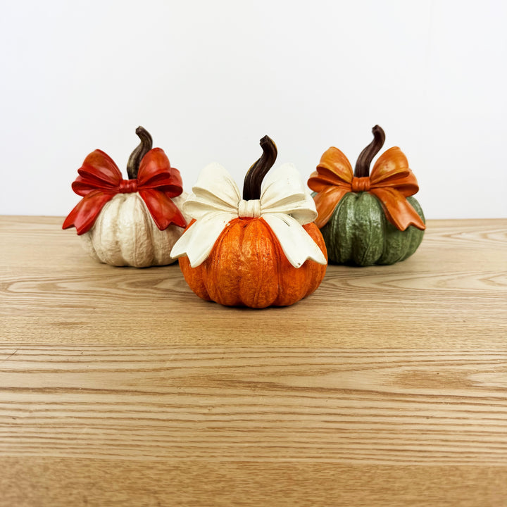 Harvest Pumpkin w/ Bow, 3 Styles and 3 Colors