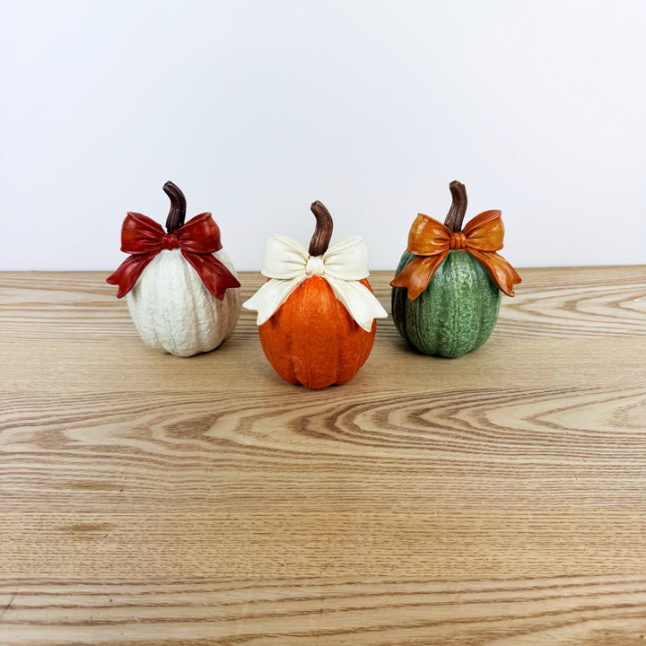 Harvest Pumpkin w/ Bow, 3 Styles and 3 Colors
