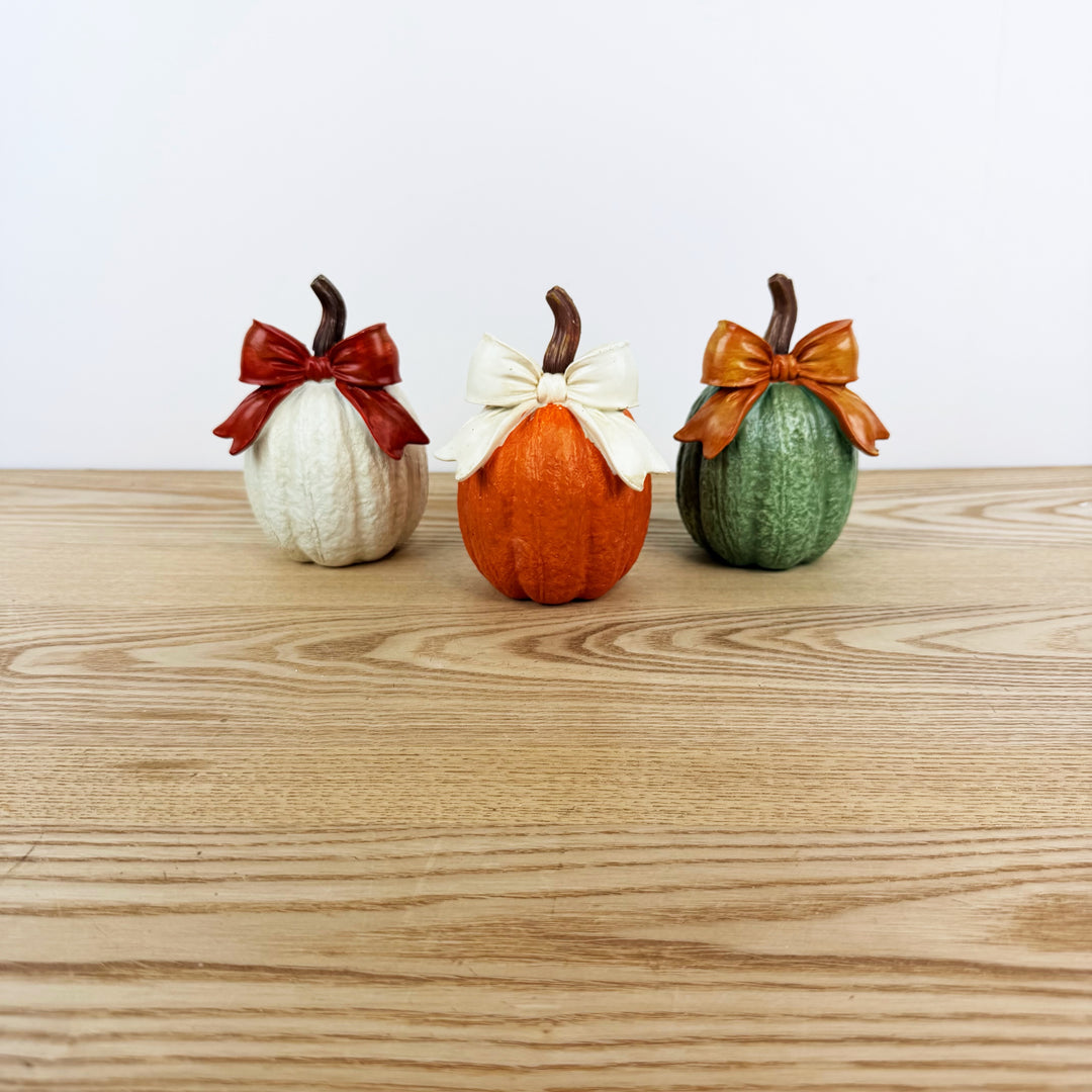 Harvest Pumpkin w/ Bow, 3 Styles and 3 Colors