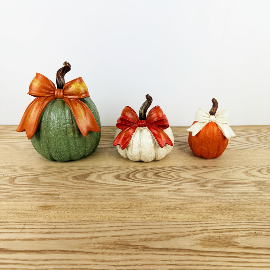 Harvest Pumpkin w/ Bow, 3 Styles and 3 Colors