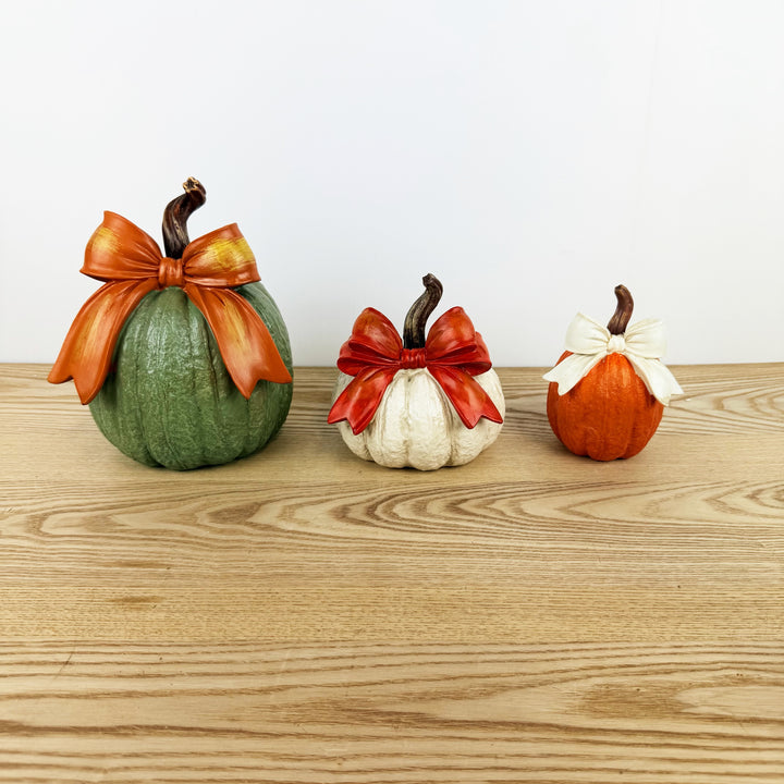 Harvest Pumpkin w/ Bow, 3 Styles and 3 Colors