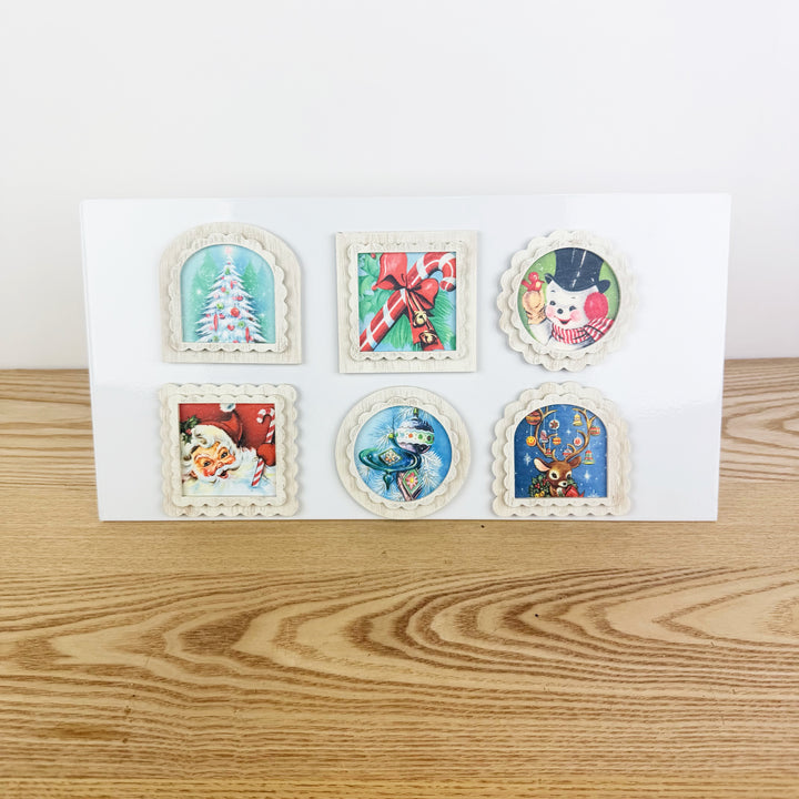 Retro Christmas Holiday Vintage Style Magnets, 6 Styles