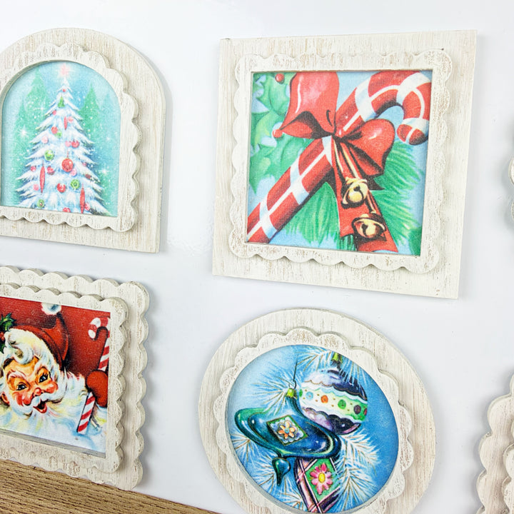 Retro Christmas Holiday Vintage Style Magnets, 6 Styles