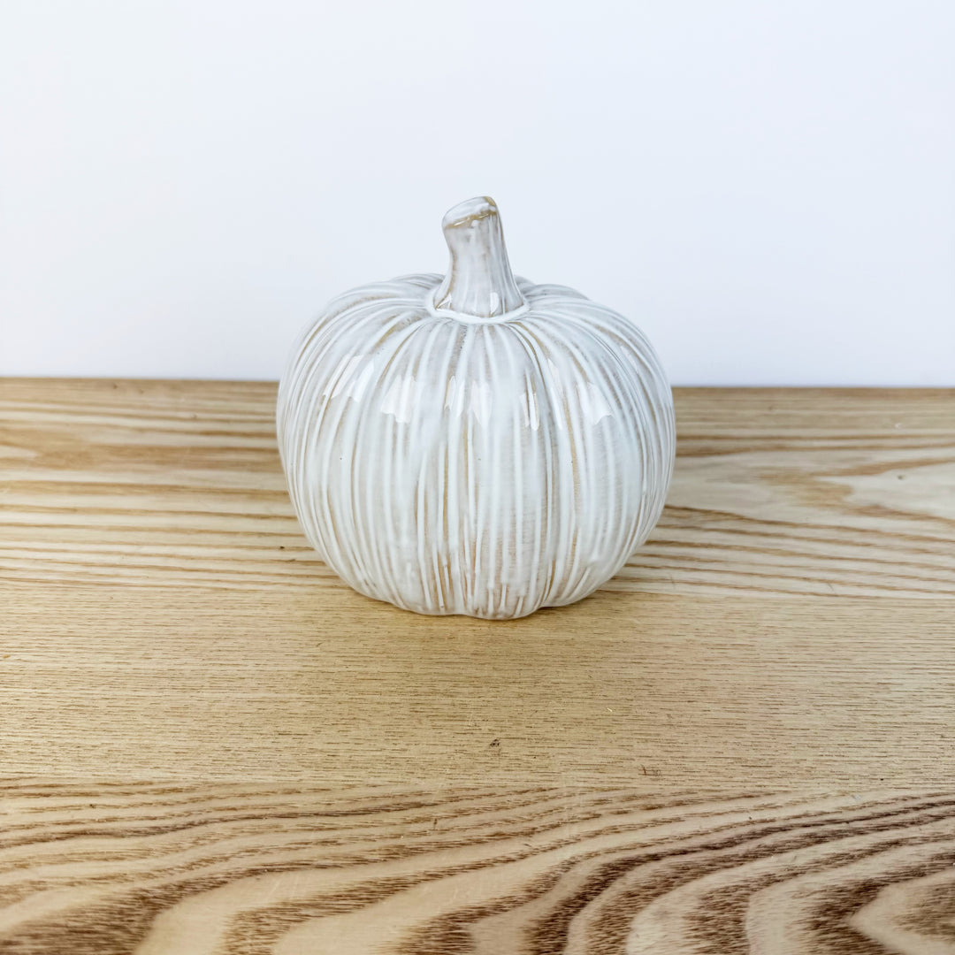 Lighted White Jack O Lantern