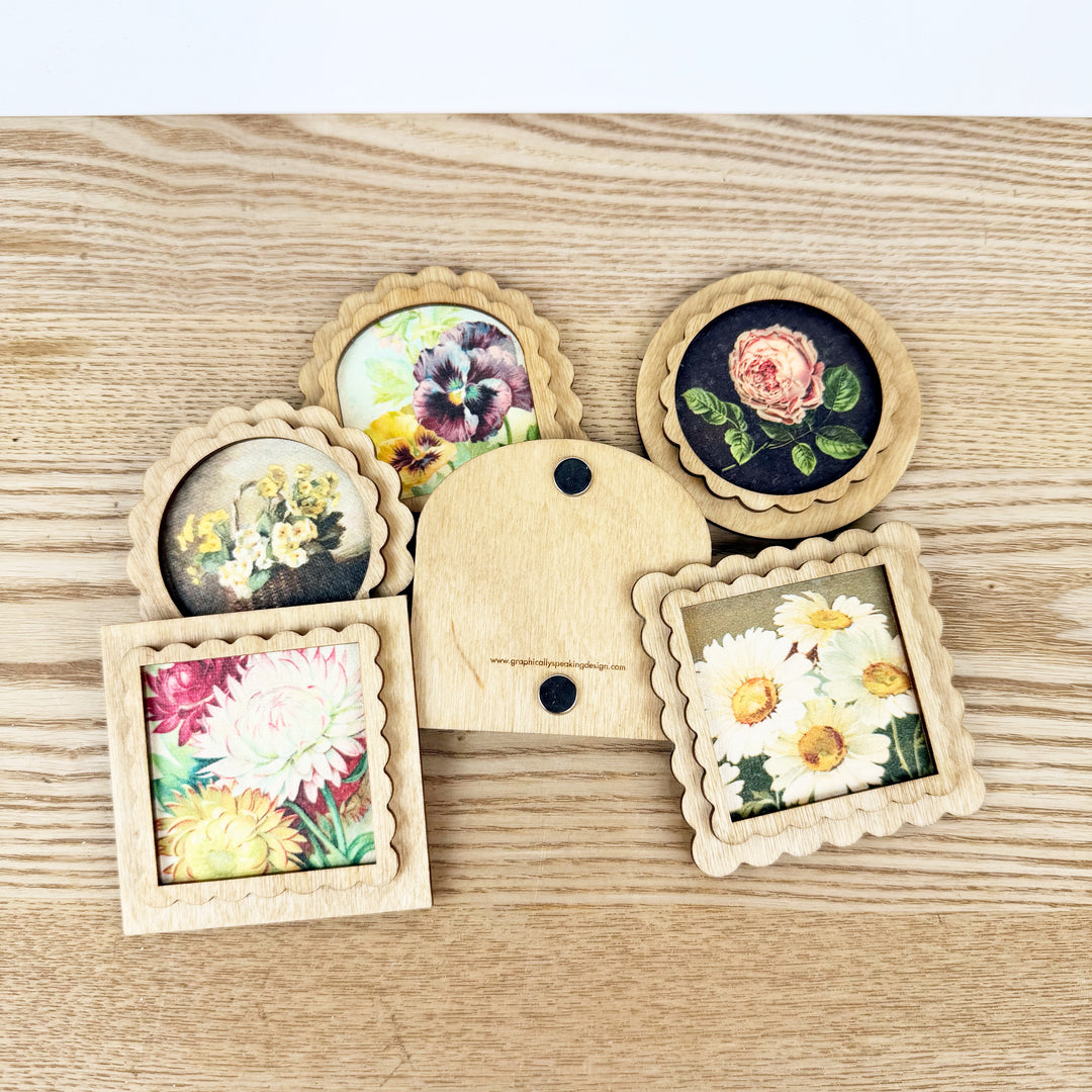Summer Florals Vintage Style Magnets, 6 styles
