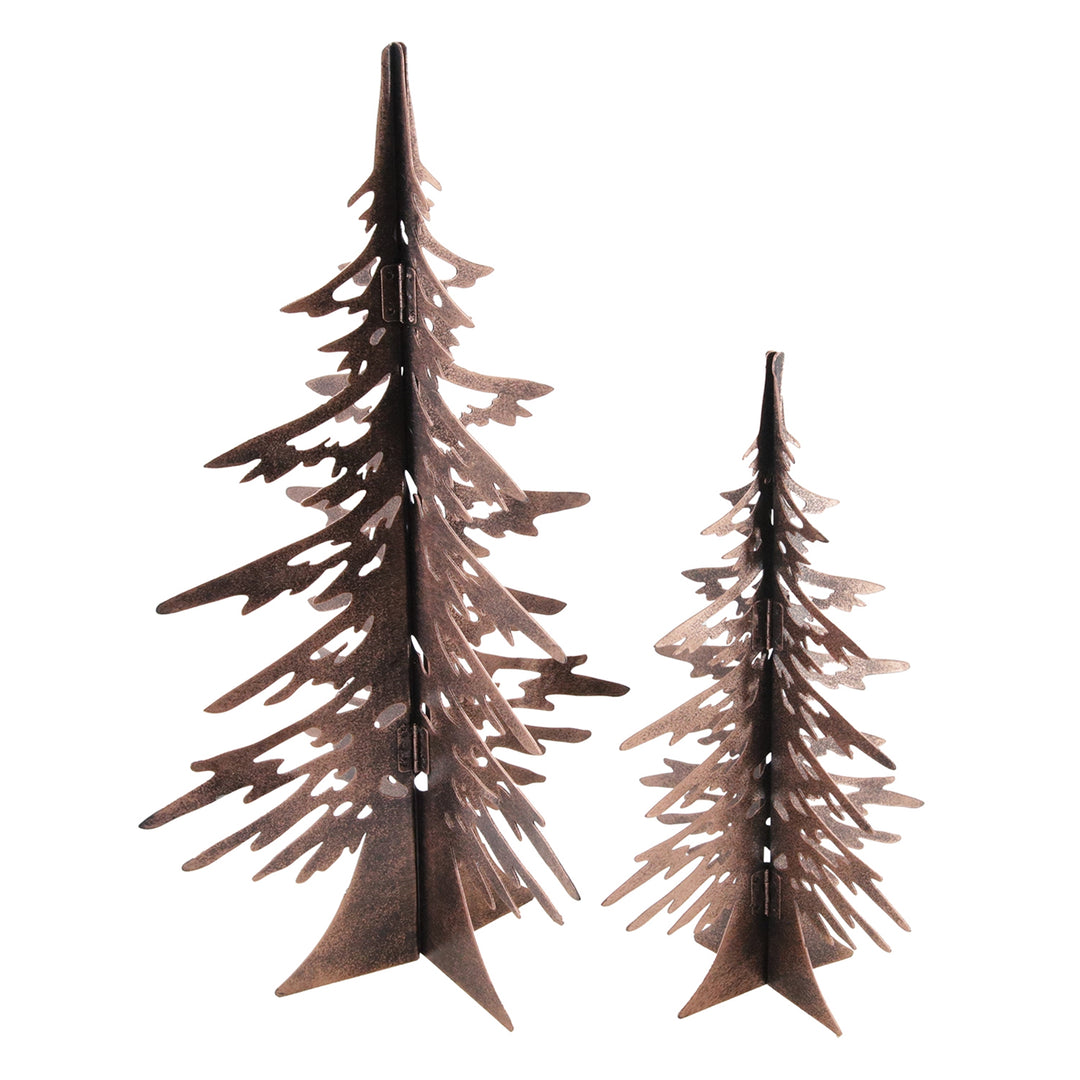 Set Of 2 3D Copper Trees