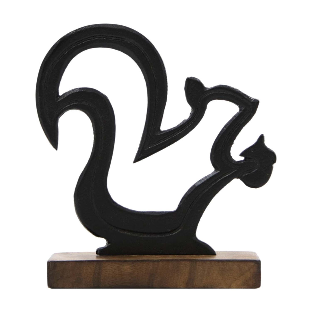 Black Metal Squirrel Frame On Wood Stand