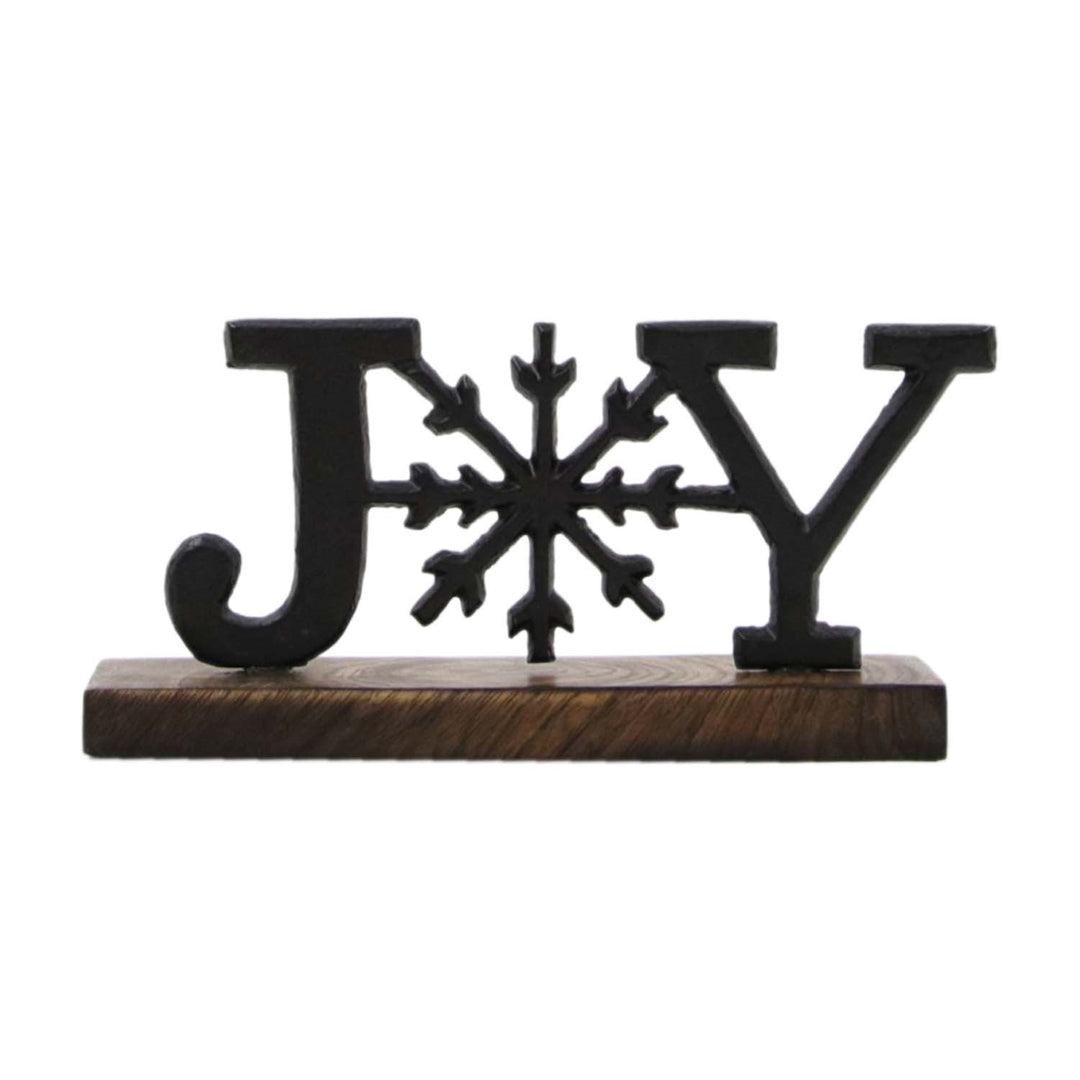 Black Metal Joy on Wood Stand