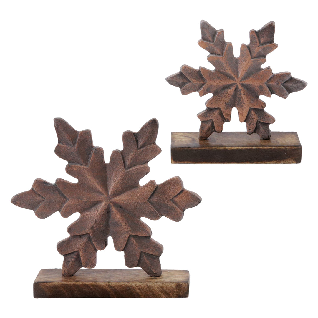Set Of 2 Bronze Snowflakes