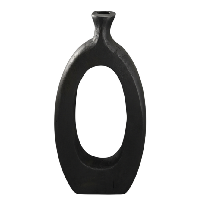 Wood Oval Vase - Black