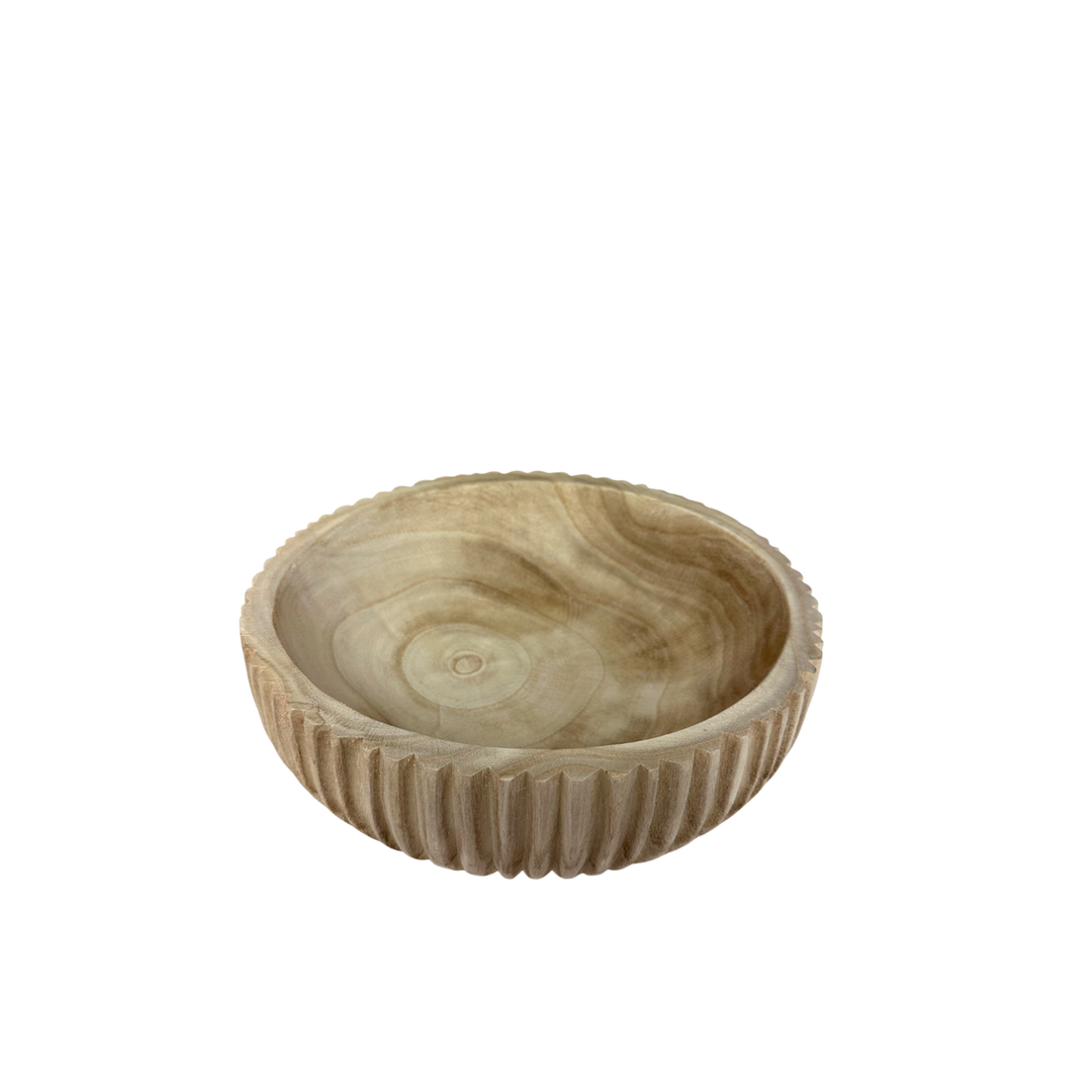 Grooved Wood Bowl - Natural