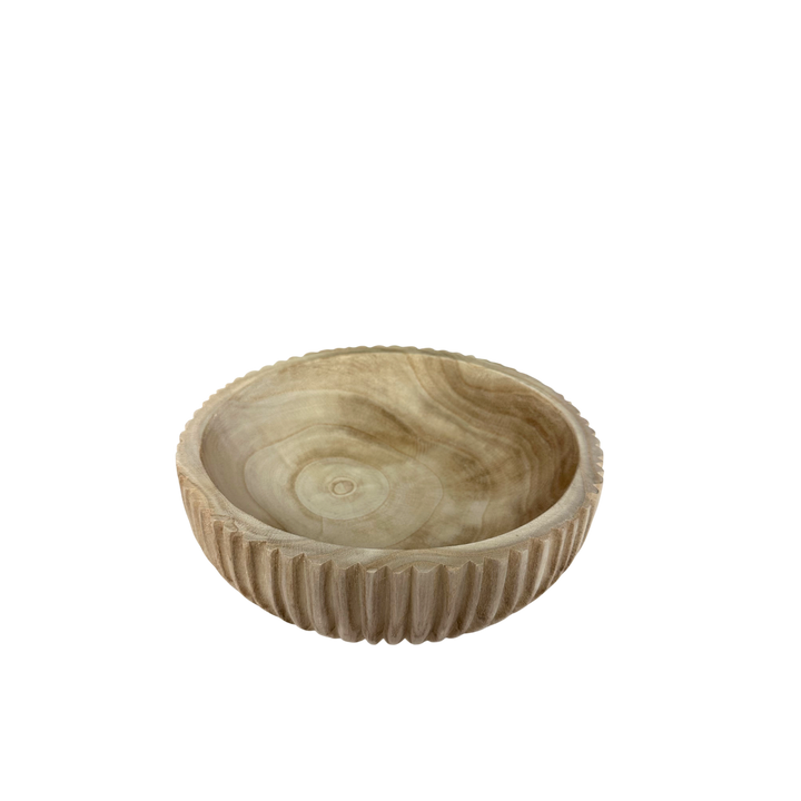 Grooved Wood Bowl - Natural
