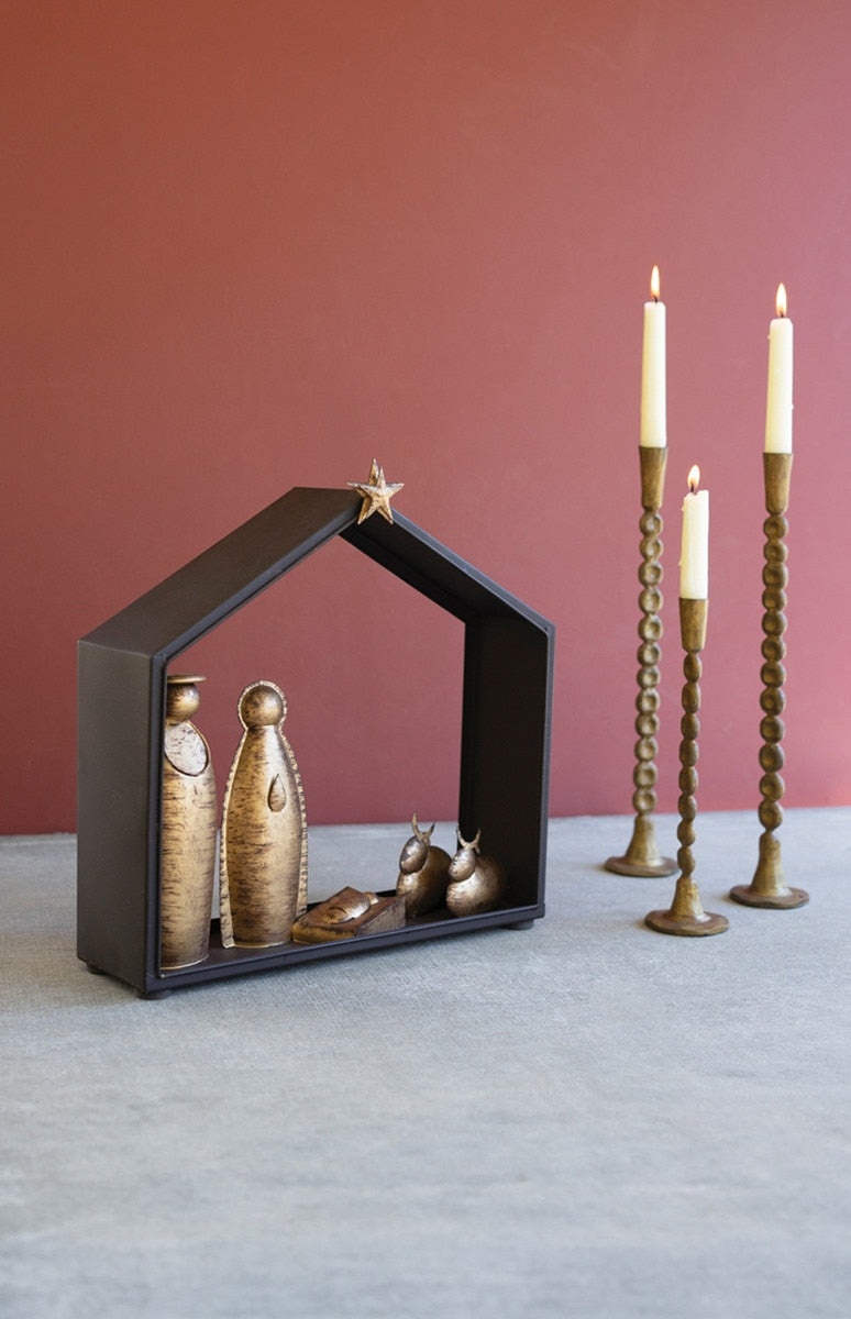 Metal Nativity and Barn