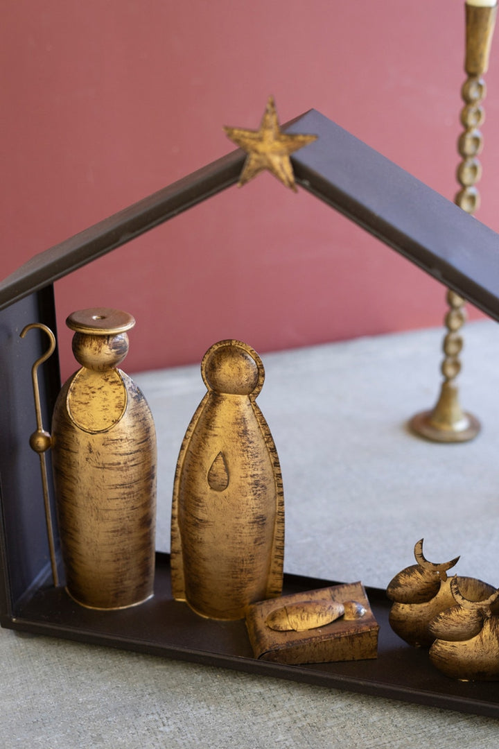 Metal Nativity and Barn