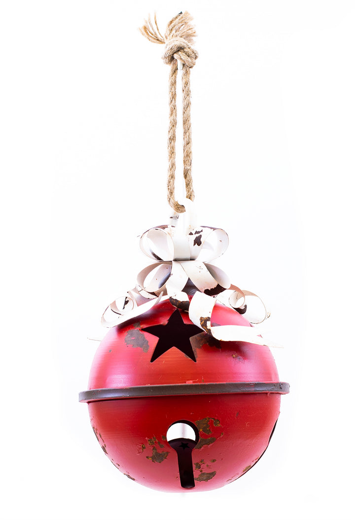 Red Jingle Bell with Rope Hanger, 2 Sizes