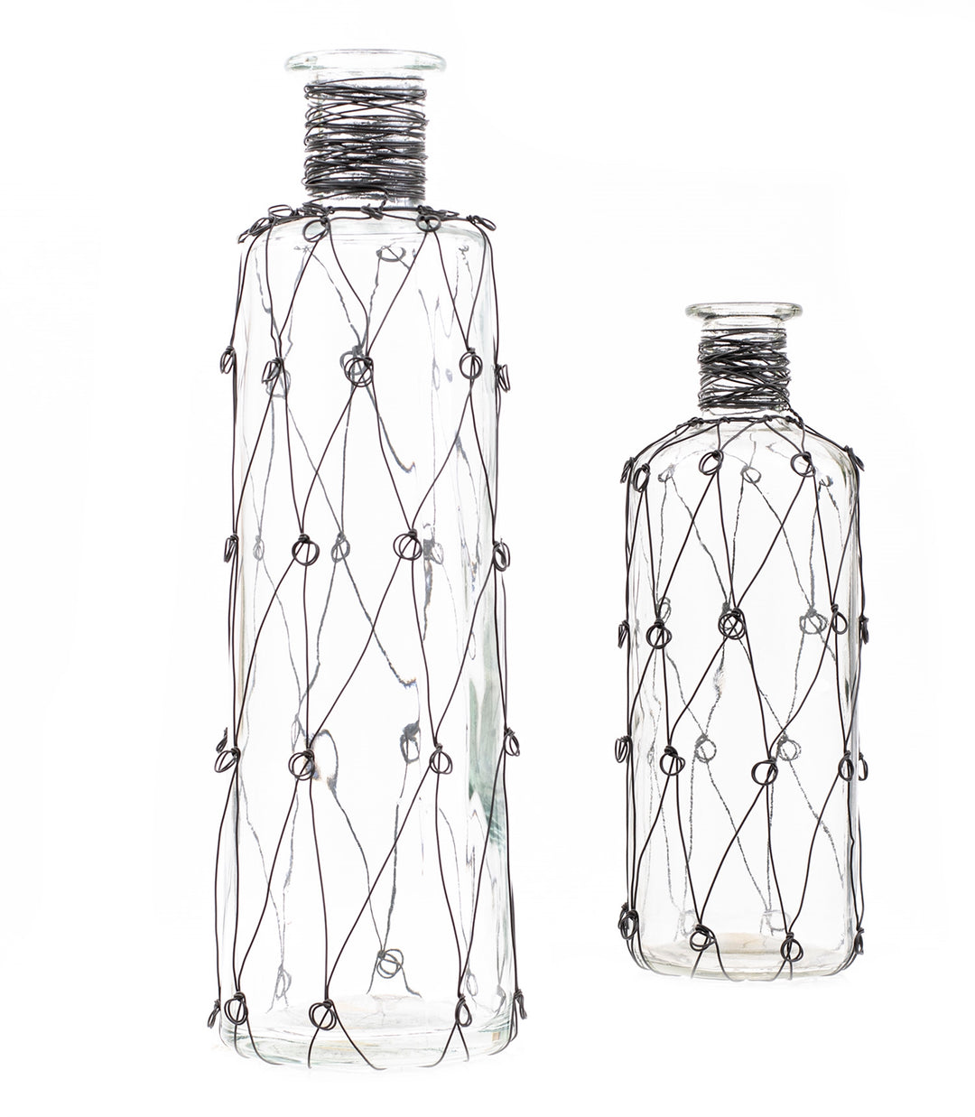 Glass and Metal Vase, Set of 2