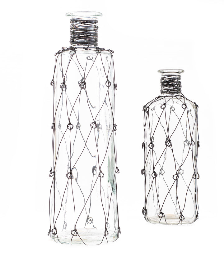 Glass and Metal Vase, Set of 2