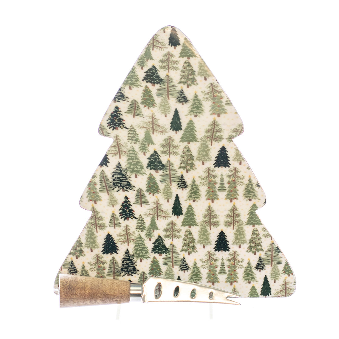 Tree Shaped Cheese Board with Knife
