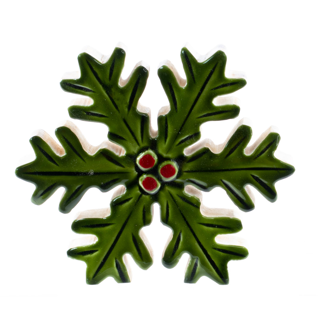 Mango Wood Holly Snowflake - 3 Sizes
