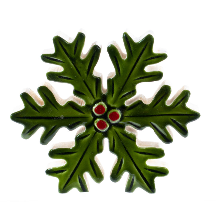 Mango Wood Holly Snowflake - 3 Sizes