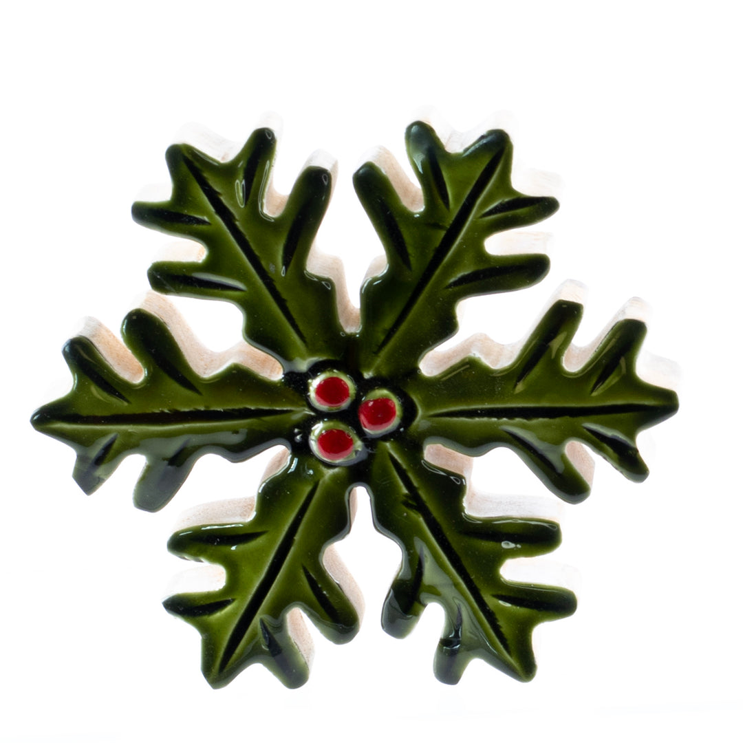 Mango Wood Holly Snowflake - 3 Sizes