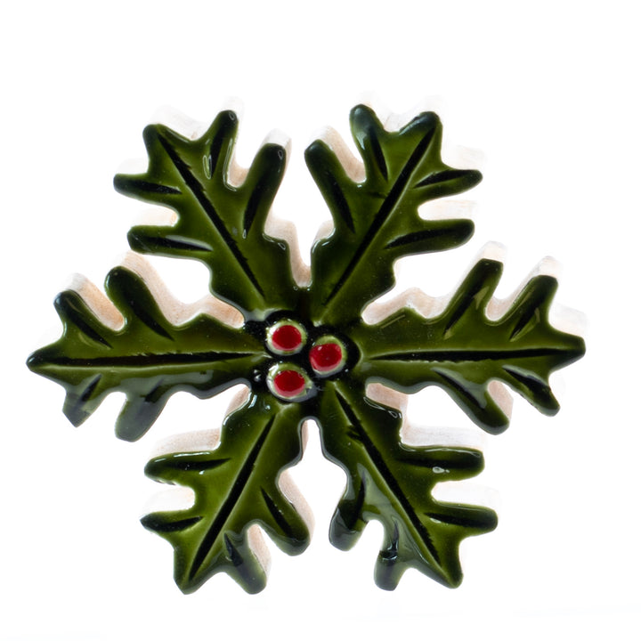 Mango Wood Holly Snowflake - 3 Sizes