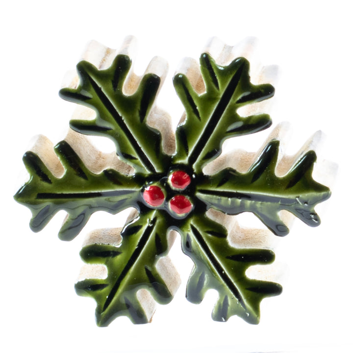 Mango Wood Holly Snowflake - 3 Sizes