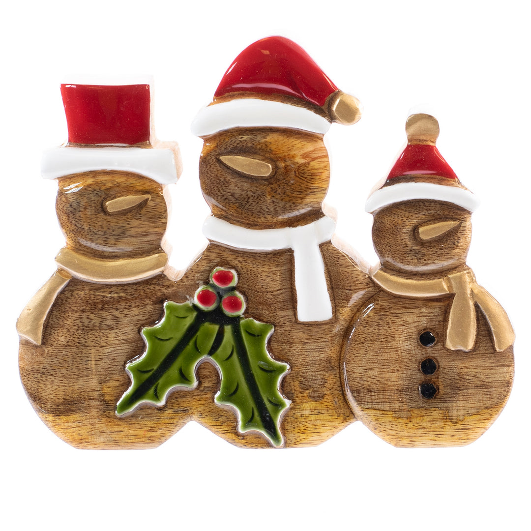 Mango Wood Snowman Trio