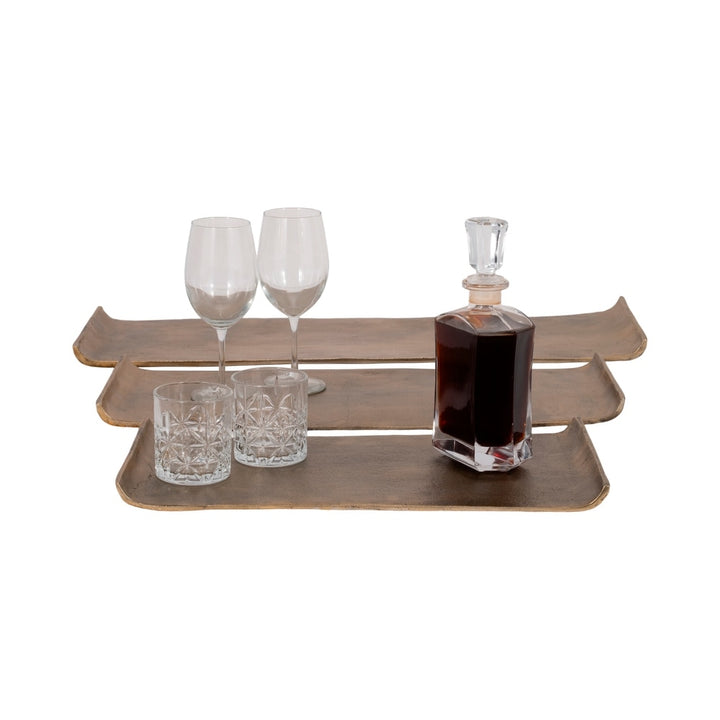 Antiqued Rectangular Curled Trays