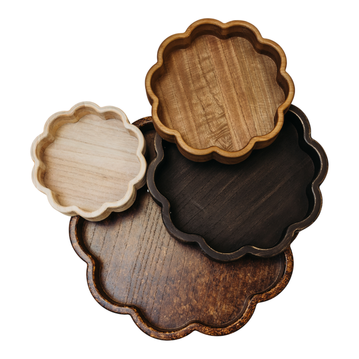 Wooden Scalloped Trays, 4 colors