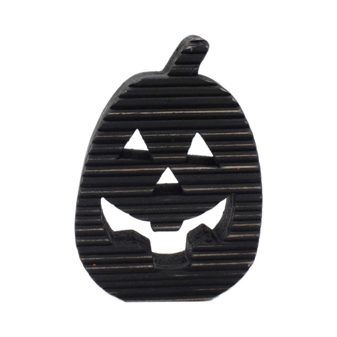 Ridged Wood Jack O Lantern, Orange or Black, 2 sizes