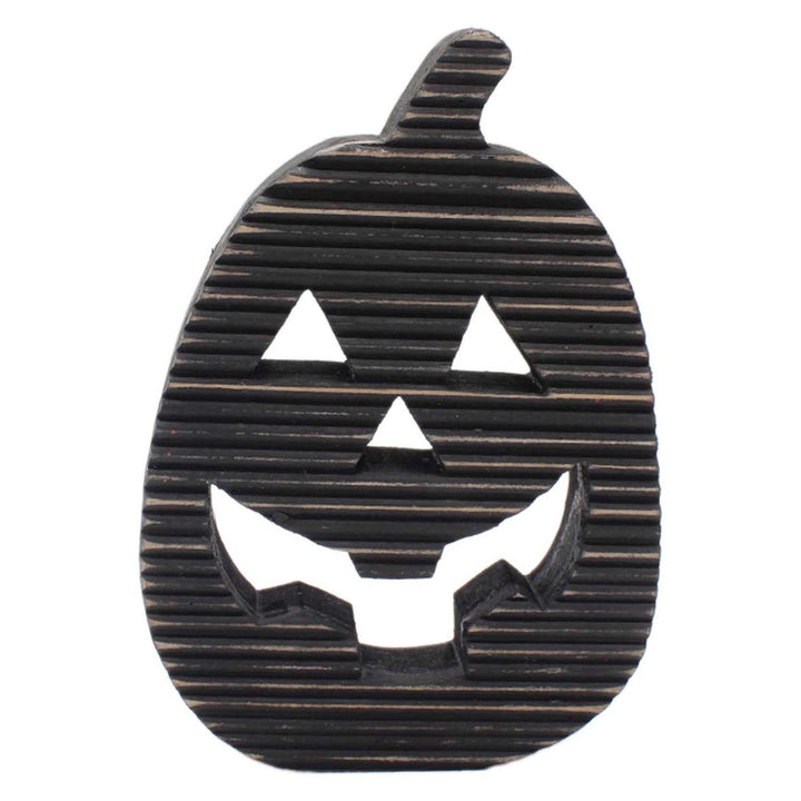Ridged Wood Jack O Lantern, Orange or Black, 2 sizes