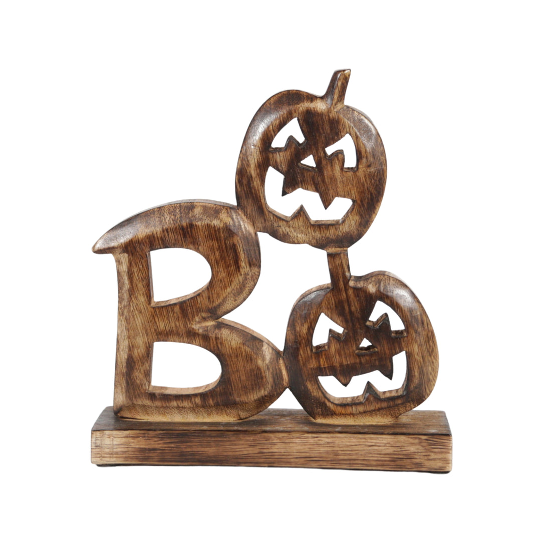 Boo Cutout on Wood Block