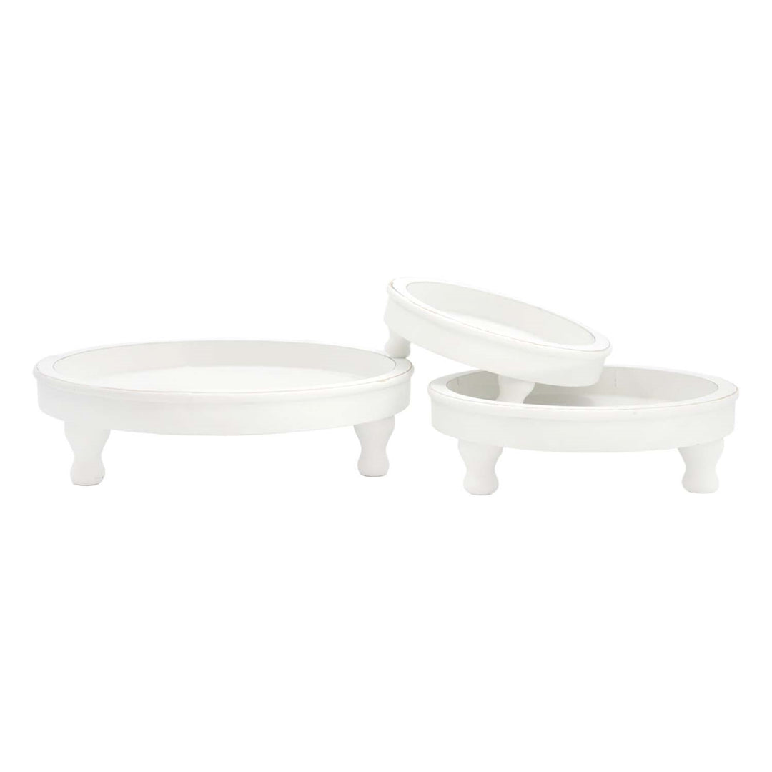 Whitewashed Round Trays On Stands, 3 sizes