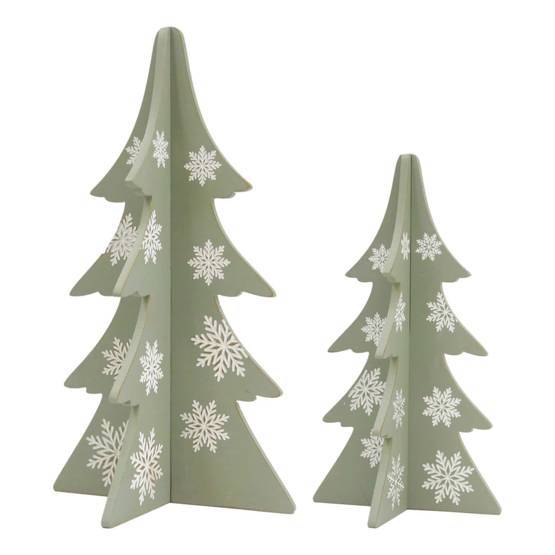 Set Of 2 4-Sided Snowflake Trees