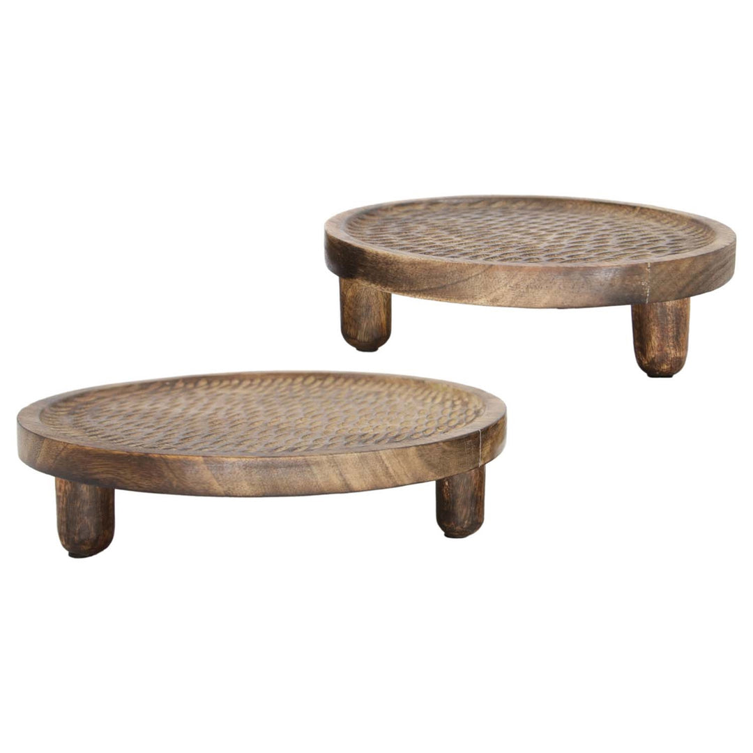 Dark Mango Round Trays With Feet, 2 sizes