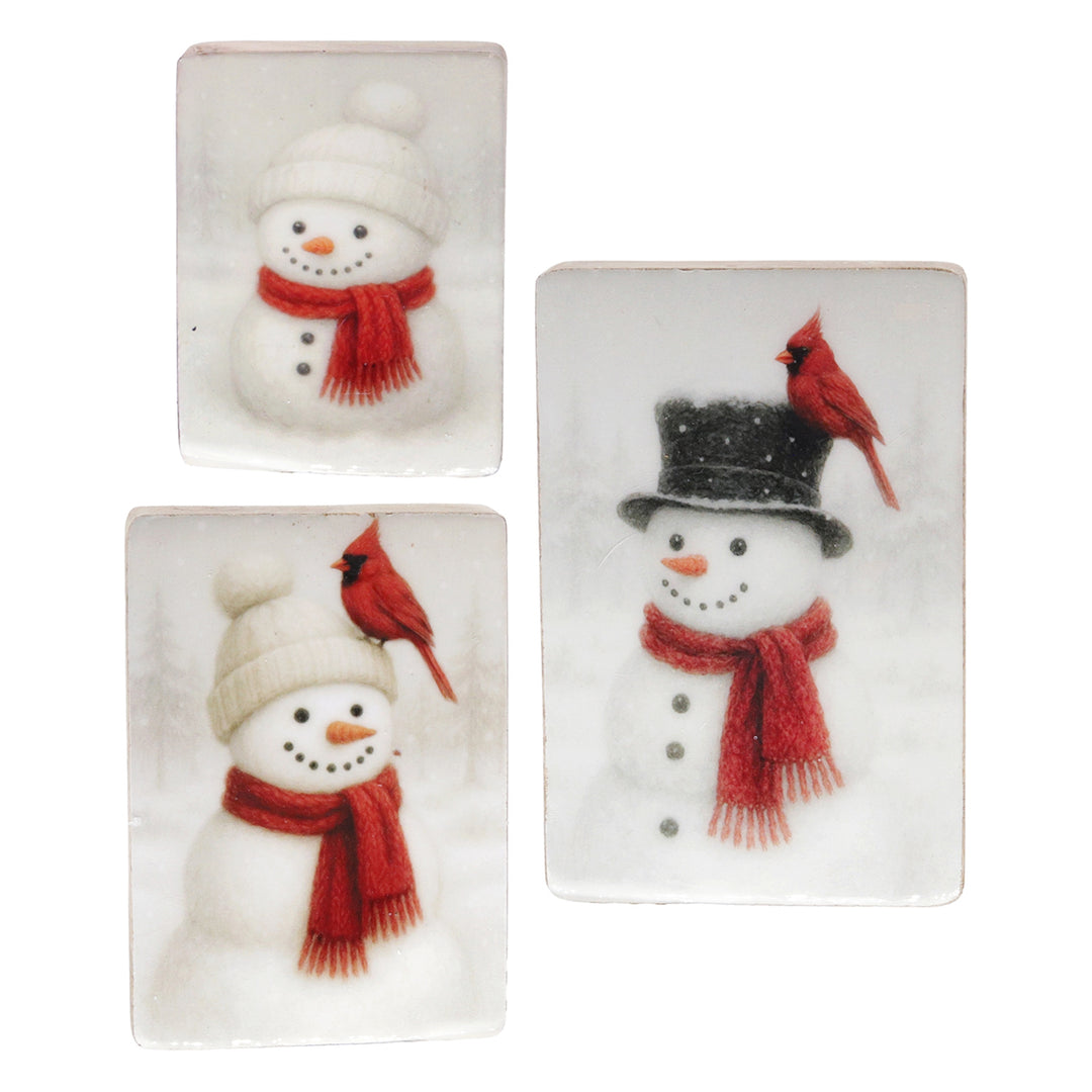 Cardinal Snowman Blocks, 3 styles available