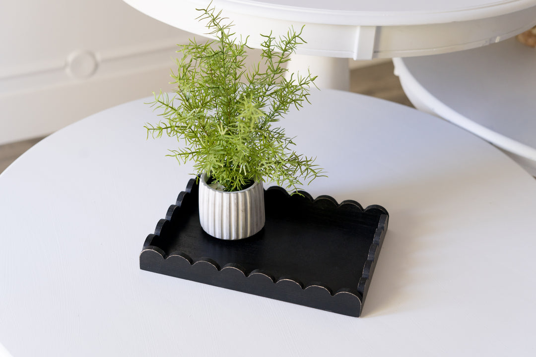 Wood Scallop Tray, 2 sizes, 4 colors