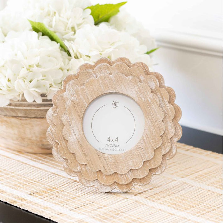 Wood Scallop Photo Frame, 4 sizes, 5 colors