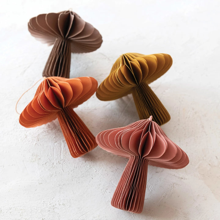 Paper Folding Honeycomb Mushroom Ornament - Set of 4