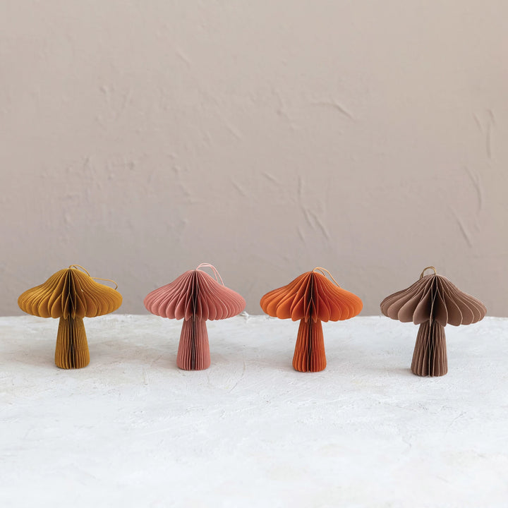 Paper Folding Honeycomb Mushroom Ornament - Set of 4